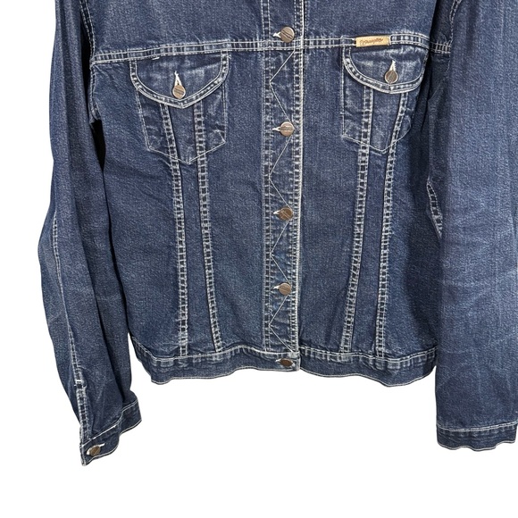 Wrangler Dark Blue Vintage Y2K Retro Denim Jacket Size 33 S M Western Trucker - Picture 13 of 13